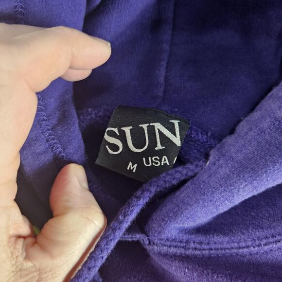 SUN Hoodie Mens Medium Purple I Heart DC Washington Print Pullover Made in USA - Picture 4 of 9